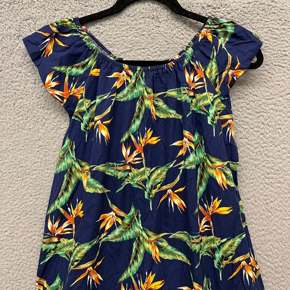 Vestido Hawaiano Hilo Hattie Niñas XL (14/16) Azul Floral Tropical Resort Wear Foto 4 de 4