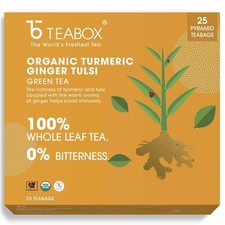 Teabox Thé Vert Bio Au Curcuma, Au Gingembre Et Au Tulsi, 25 Sachets De Thé