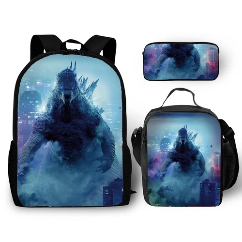 Mochila 3D Godzilla vs Kong Bolsa de libros escolares Mochila Bolsa de almuerzo Estuche para lápices Regalo - Imagen 7 de 50