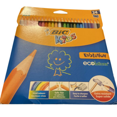BIC Kids Evolution Farbstifte 24 Stück Schule Zuhause Spaß Kunst Basteln