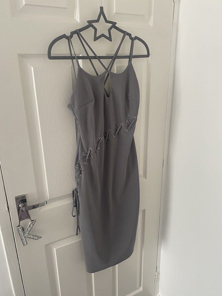 ASOS Grey Cross Back Midi Dress BNWT Size 10
