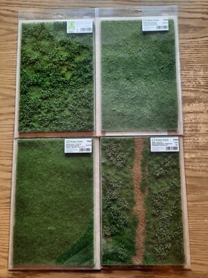 Foliagen für Modellbau 4er-Set je 18x28cm Model Scene FRÜHSOMMER Wiese Begrünung