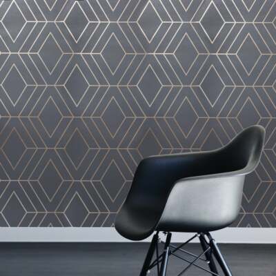 Triangle Geometric lines wallpaper gray bronze metallic Textured wall coverings