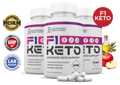 F1 Keto ACV Pills 1275MG New Improved Formula 3 Pack