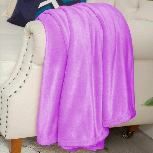 Super Comfy Soft Light Weight Warm Coral Fleece Throw Blanket for Sofa/Bed/Chair - Picture 12 of 20