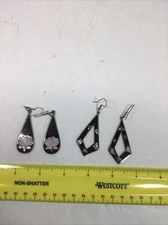 Vtg.  Mexican Alpaca Silver  Mother Of Pearl Abalone Shell Earrings 2 Pair.