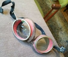 Antique Safety Goggles 55mm x 46mm Oval Elastic Strap Padded Steam Punk