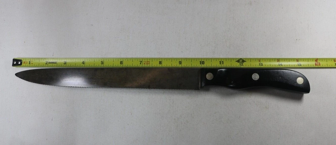 Early Large Cutco ?? Knife Chef Bread Kitchen Knife Hi Carbon Steel 10” Blade