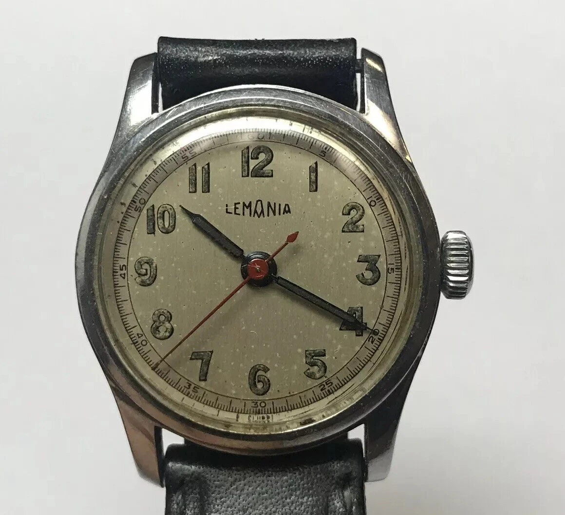 VINTAGE LEMANIA 15 JEWELS ARMY MILITARY WRIST WATCH 15J ACIER SWISS MADE 26698