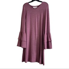  Loft Red Long Bell Sleeves Women's Dress Size M