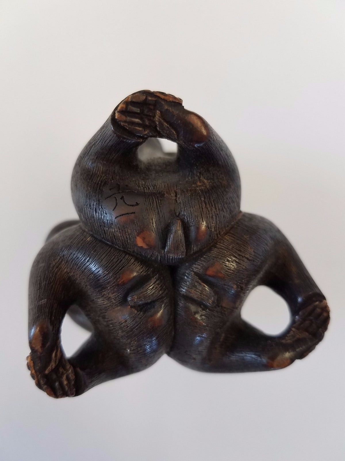 Wood Carving Netsuke of the Three Wise Monkeys Japan 19th century eBay