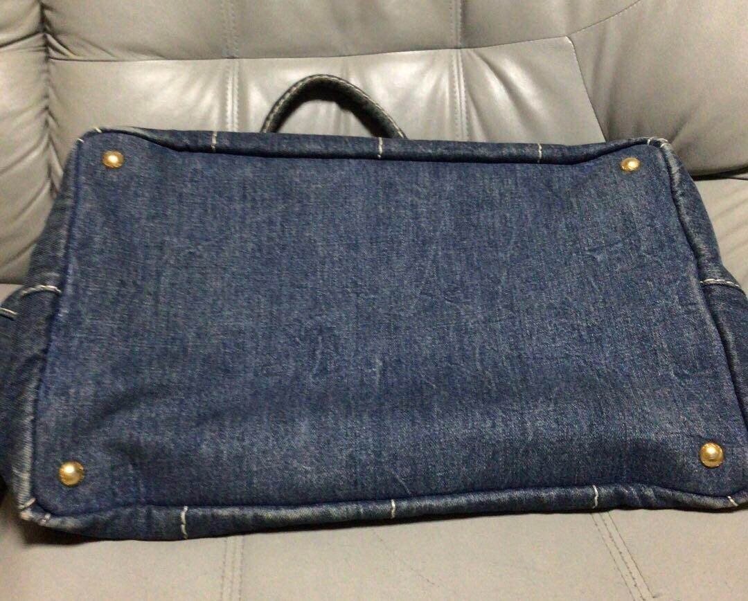 Prada Canapa Denim, Popular White Stitching, Luggage Compartment
