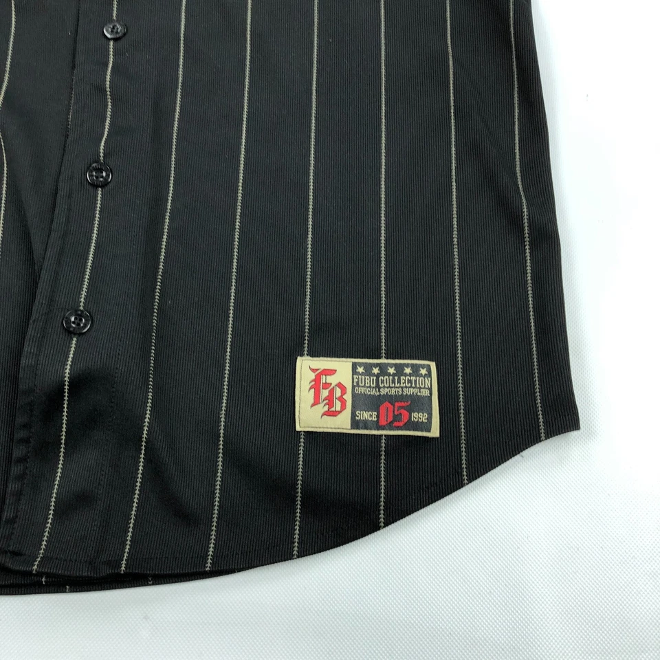FUBU Pinstripe Baseball Jersey Mens Large Vintage Y2K Sports Collection Shirt - Image 3 of 4