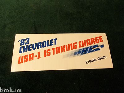 1983 CHEVROLET CHEVY EXTERIOR COLORS GUIDE PAINT & VINYL ROOF VERY GOOD   (ND)