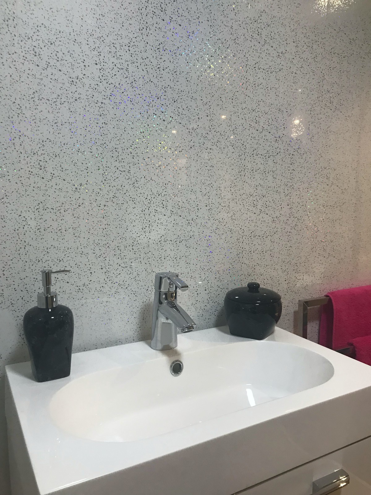 10 Platinum White Sparkle Bathroom PVC Cladding Plastic Shower Wall ...