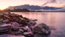 Landscape new zealand nature rocks trees mountains Custom Gaming Mat Desk