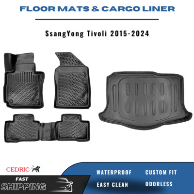 Car Floor Mats & Trunk Cargo Liner for SsangYong Tivoli 2015-2024 TPE FULL Set