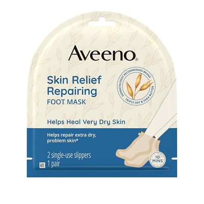 Aveeno Skin Relief Repairing Foot Mask w/ Prebiotic Oat   1 Pair