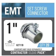Halex 1" EMT Set Screw Connectors Steel Metal 20 Pack 62711B 1002-085-771