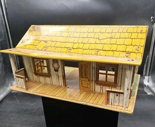 1950s Marx Toys Tin Litho Cabin Nice Condition Missing Chimney Western Roy Roger