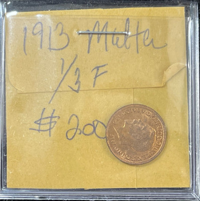 1913 Malta 1/3 Farthing Coin Excellent Condition High Value