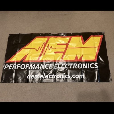 AEM Electronics Authentic Genuine Logo Large Shop Banner  70'' X 35.5''