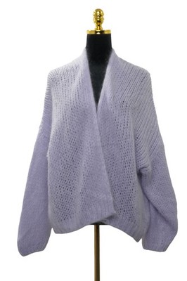 Herrlicher Damen Cardigan Strickjacke S flieder Oversized Grobstrick mit Mohair