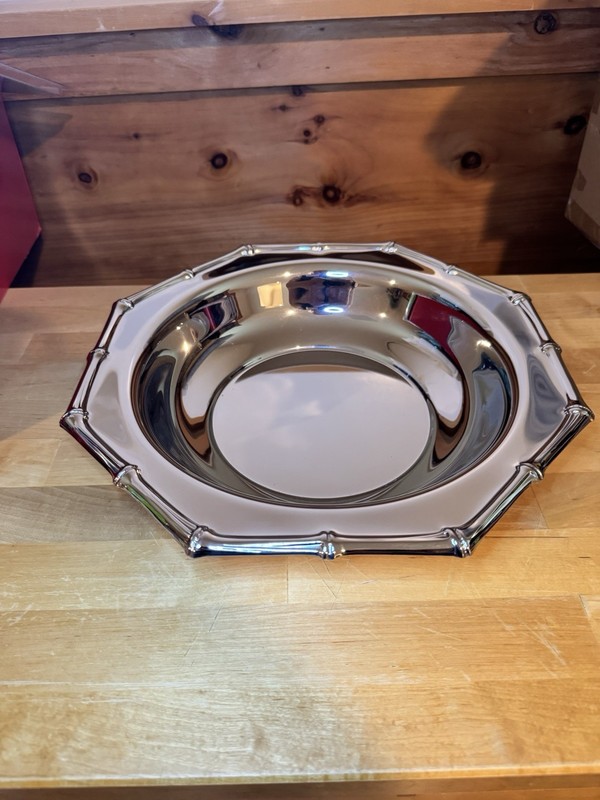 Farberware H1200 12in Round Stainless Steel Serving Dish Platter, Silver