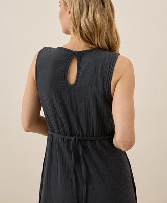 Pact Coastal Double Gauze Beach To Brunch Dress Black XXS | eBay