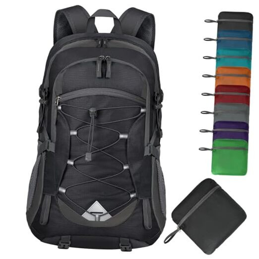 Hiking Backpack 40L Packable Lightweight Camping Backpack Men Women Black-image