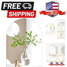 14 x 12 inch Glass Arched Bathroom Mirror, Frameless Wall Mounted Vanity Mirr...