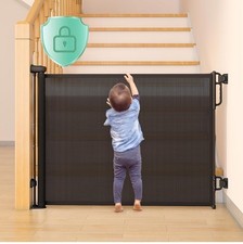 Momcozy Retractable Baby Pet Dog Gate 33" 55" Wide Safe Stair Indoor Outdoor