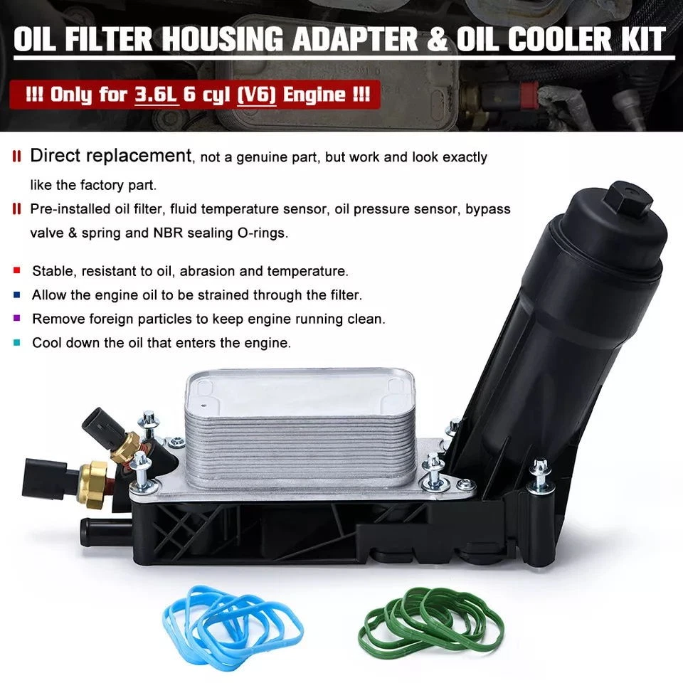 Carcasa de filtro de refrigeración de aceite con sellos de admisión para Dodge Grand Caravan 2014-2016 3,6 L Foto 3 de 4