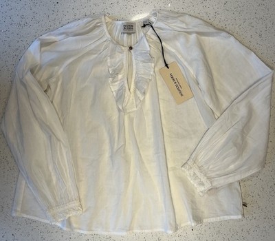 Scotch & Soda Kids' Ruffle-collar Blouse In White