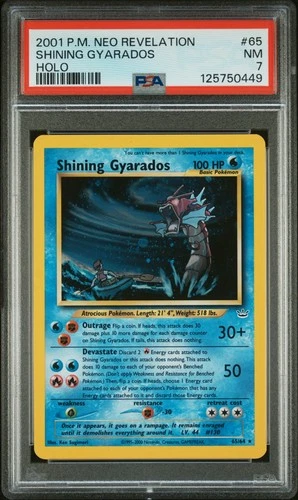2001 POKEMON NEO REVELATION #65 SHINING GYARADOS-HOLO PSA 7