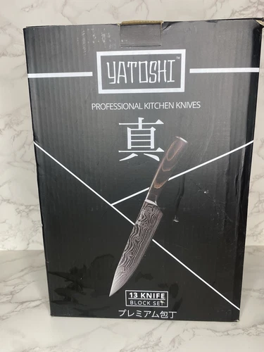 Yatoshi 13 Knife Block Set - Pro Kitchen Knife Set Ultra Sharp High Carbon Steal