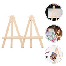 2Pcs Foldable Wood Display Easels Sturdy Beige Mini Easel Stand for Cards