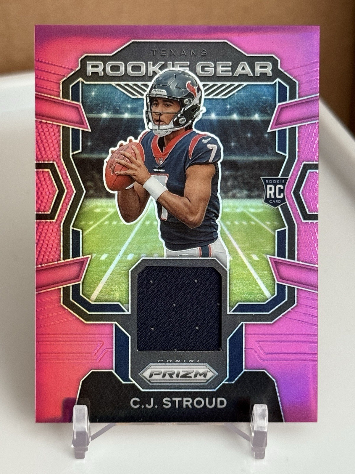 CJ STROUD 2023 Panini Prizm Pink Prizm Rookie Gear Patch RC #RG-CJS Texans