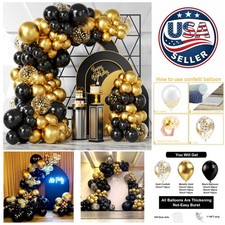100Pcs Black Gold Confetti Balloon Garland Kit for Elegant Celebrations