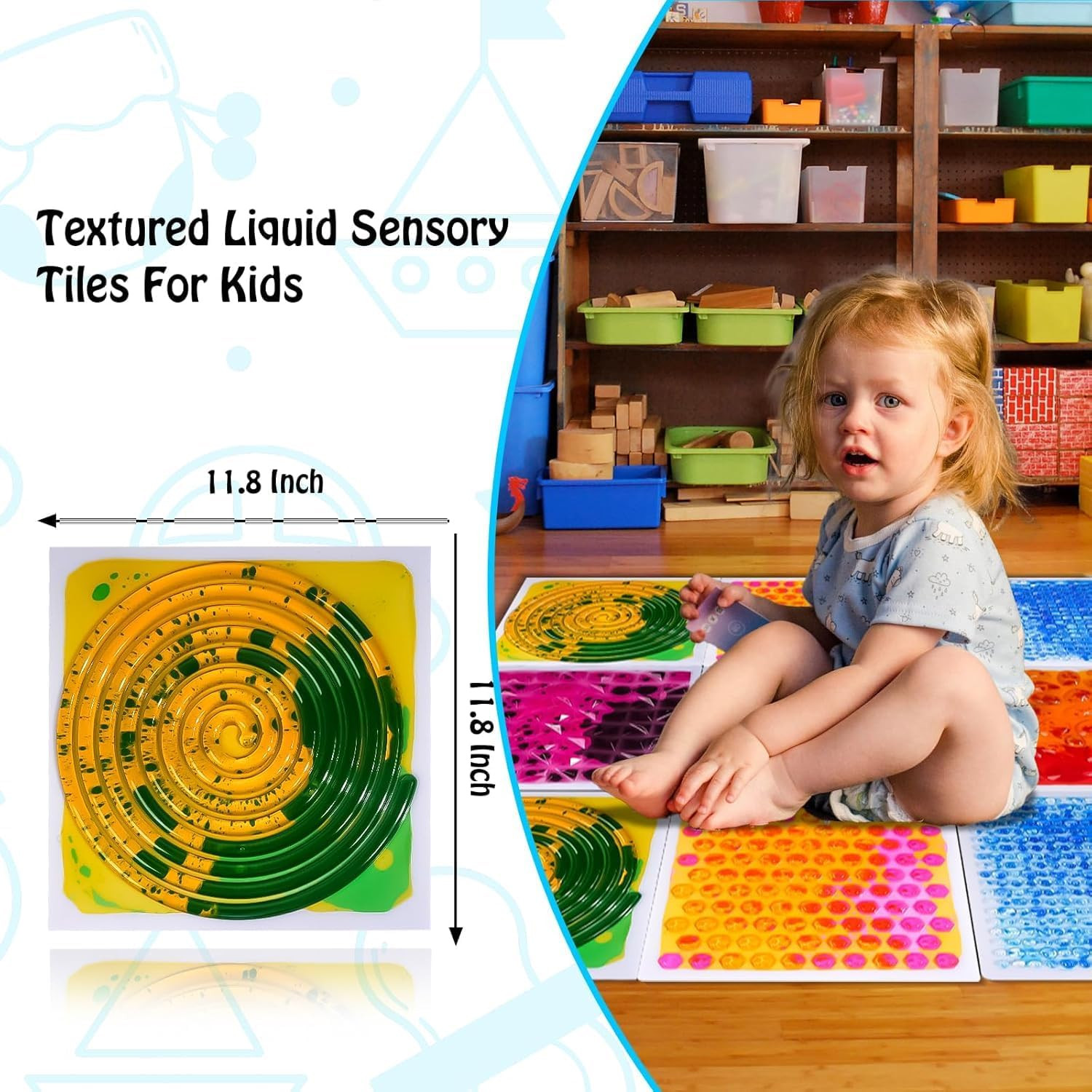 Sensory Floor Lava Tiles: Liquid Fusion Activity Play Mat, Textured Lava Tiles f