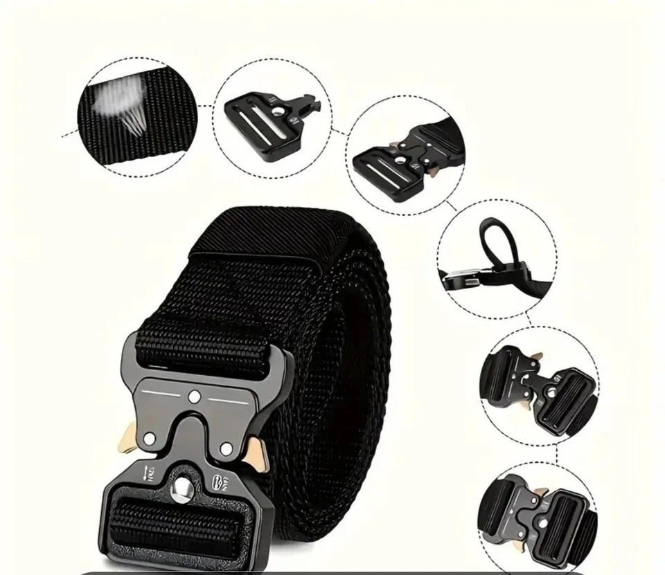 Cinturón táctico militar informal ajustable para hombres con liberación rápida  Foto 4 de 4