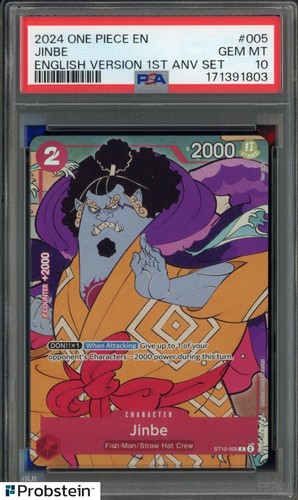 2024 One Piece English Version 1st Anniversary Set #005 Jinbe PSA 10 GEM MINT