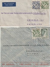 52) SURINAME 1935 / 1938  2x AIRMAIL COVERS to HOLLAND - NICE FRANKINGS
