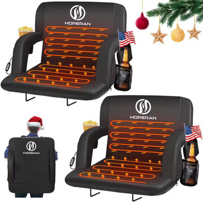 2-Piece Black 25 In. W Outdoor Heated Stadium Seats Bleachers with Backs and Cus