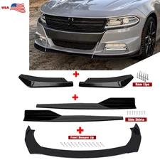 Front Bumper Lip Chin Spoiler Body Kit Splitter Side Skirt For Dodge Charger SRT