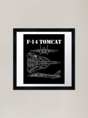 Vintage White F14 Tomcat Airplane S Framed Wall Art Poster Canvas Print Picture