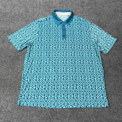 #ad Hawke amp; Co Polo Shirt Mens XL Blue Gun Rifle Print Golf Performance Stretch $15.29