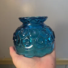 Vintage LE Smith Moon and Star Turquoise Blue Glass Candle Fairy Lamp TOP only