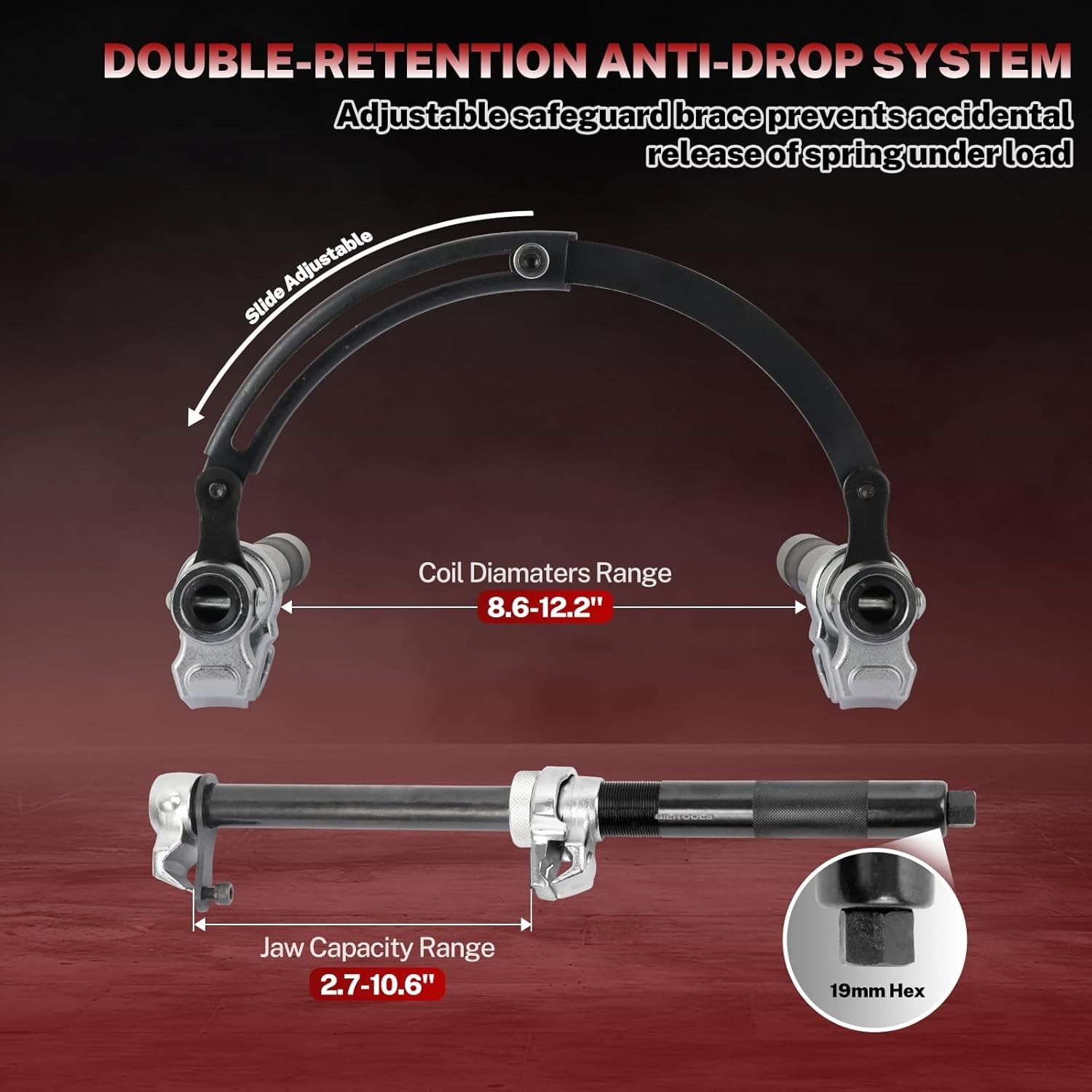 Adjustable Coil Spring Compressor Kit, Maximum Load 2645LB