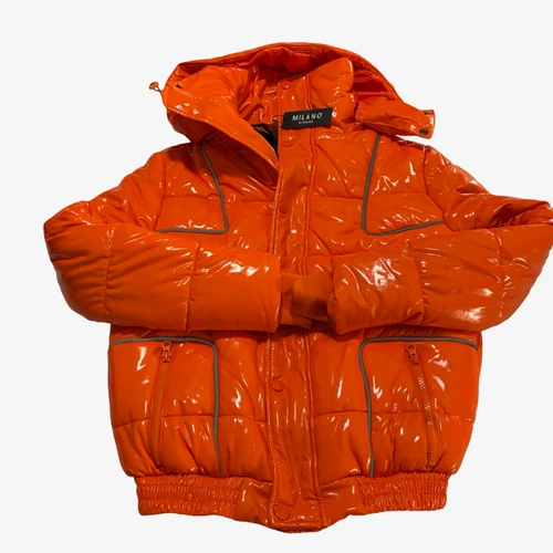 NWT Milano Di Rouge Puffer Orange and Black Jacket Mens Size XXS Silver Milano - product listing photo